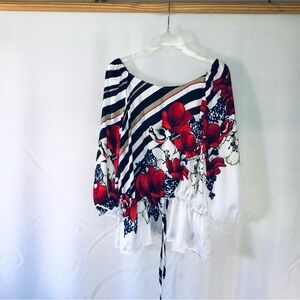 White House Black Market peplum blouse size large